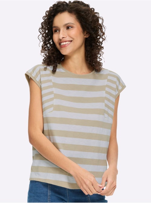 T-shirt à Rayures Pur Coton - Taille Standard - Helline - Kiabi T-shirt à Rayures Pur Coton - Taille Standard - Helline - Kiabi