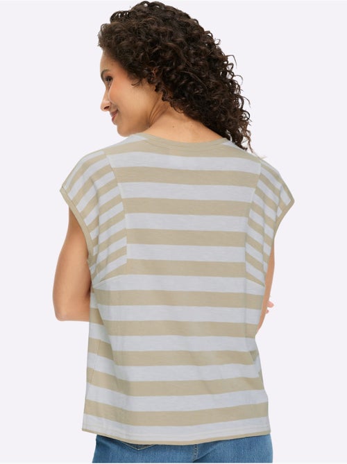 T-shirt à Rayures Pur Coton - Taille Standard - Helline - Kiabi T-shirt à Rayures Pur Coton - Taille Standard - Helline - Kiabi