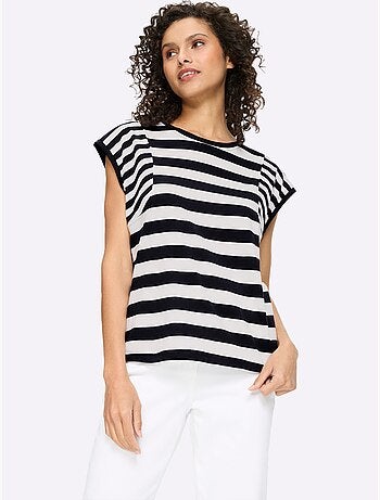 T-shirt à rayures pur coton - taille standard - helline