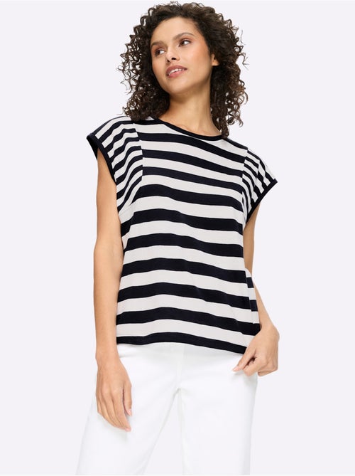 T-shirt à Rayures Pur Coton - Taille Standard - Helline - Kiabi T-shirt à Rayures Pur Coton - Taille Standard - Helline - Kiabi