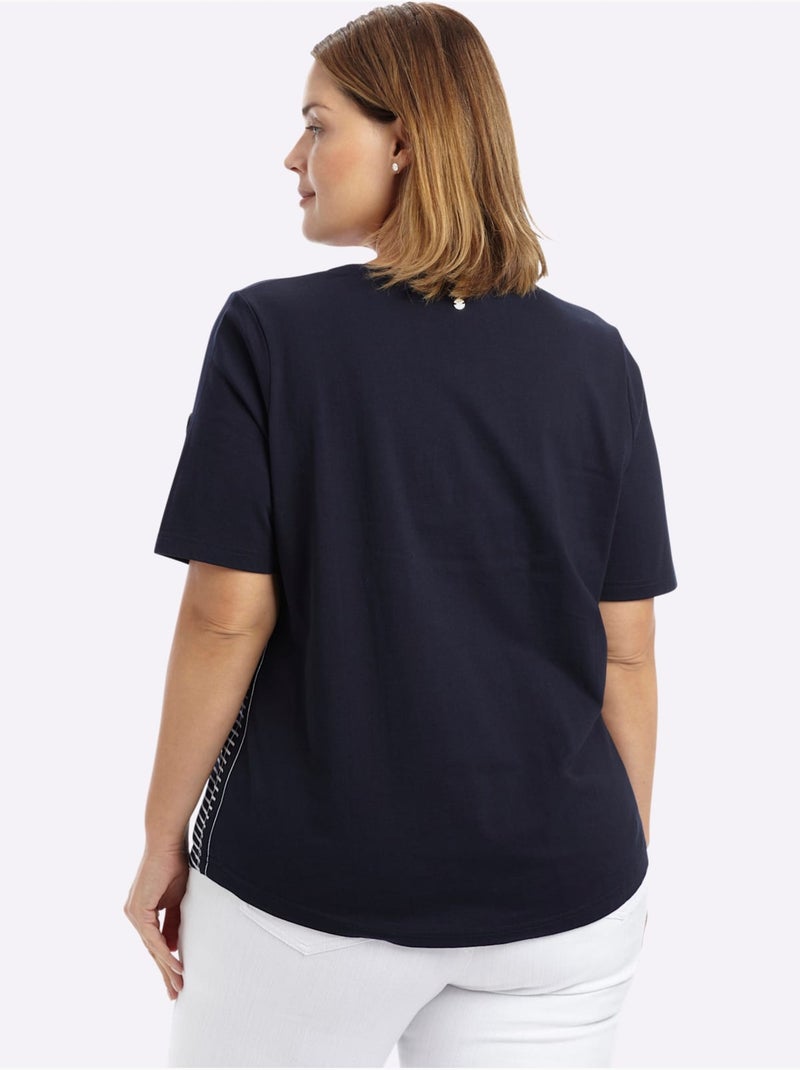 T-shirt à Rayures Rayures Sportives - Taille Standard - Sheego Bleu Blanc - Kiabi