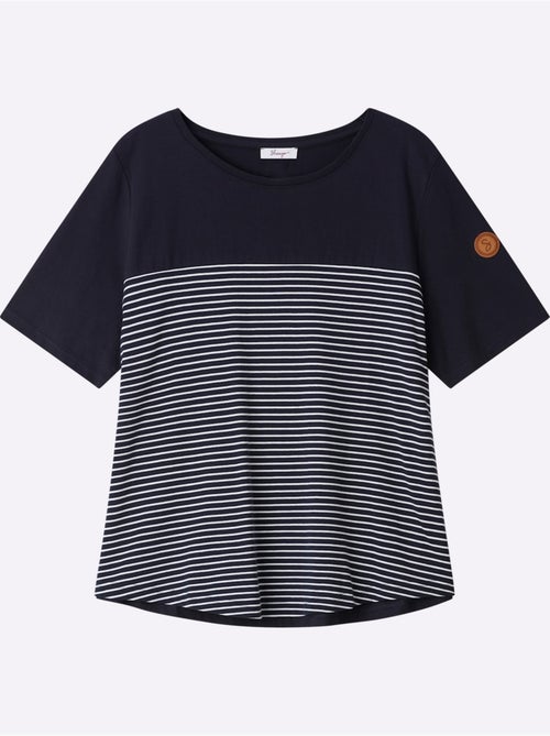 T-shirt à Rayures Rayures Sportives - Taille Standard - Sheego - Kiabi