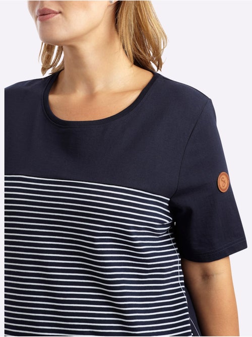 T-shirt à Rayures Rayures Sportives - Taille Standard - Sheego - Kiabi