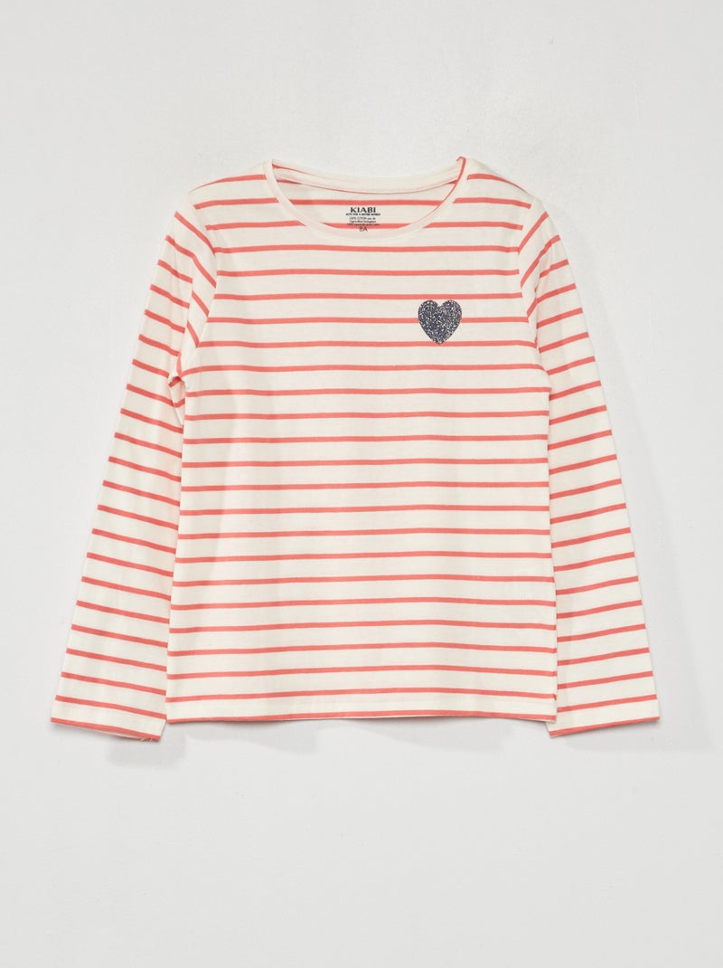 T-shirt à 'rayures' Rose/blanc - Kiabi