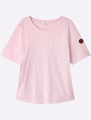 T-shirt à Rayures Sportives - Taille Standard - Sheego