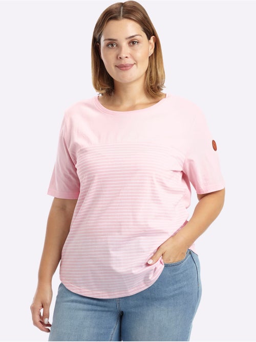 T-shirt à Rayures Sportives - Taille Standard - Sheego - Kiabi T-shirt à Rayures Sportives - Taille Standard - Sheego - Kiabi