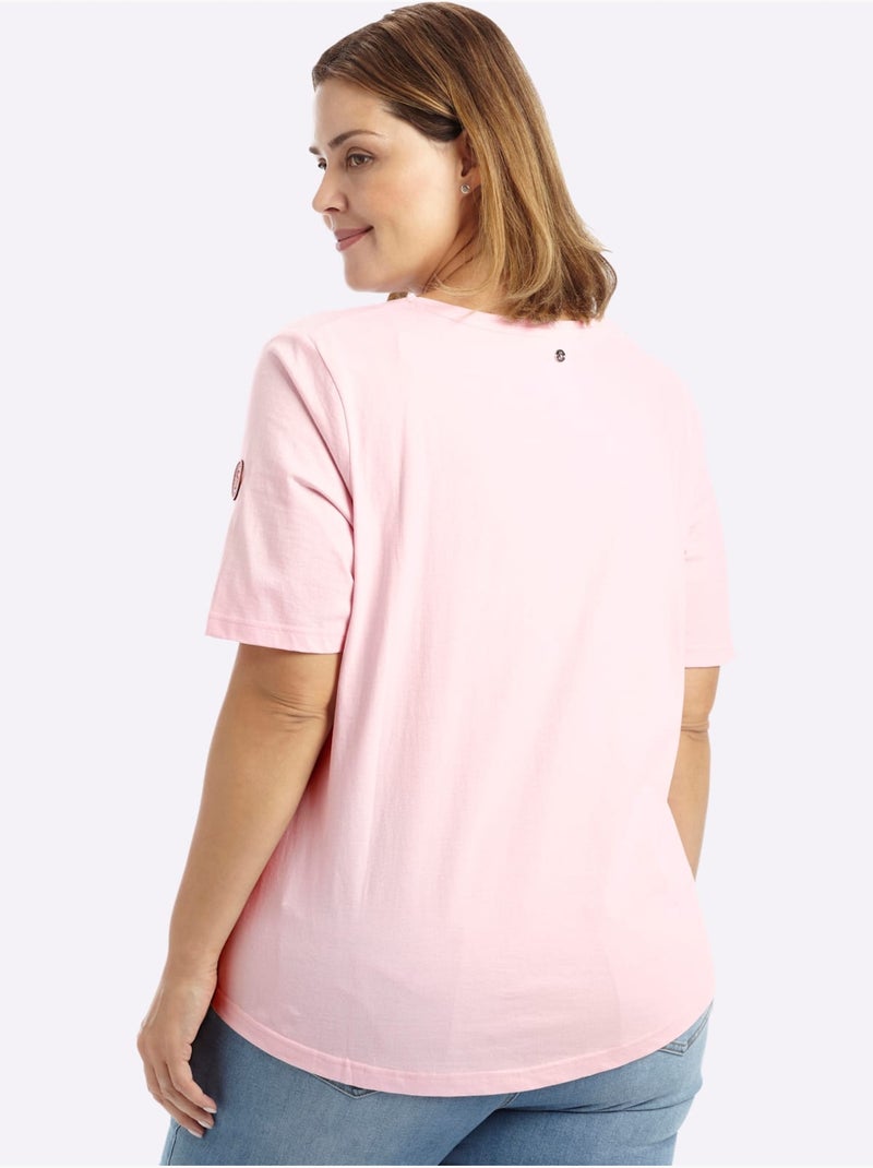 T-shirt à Rayures Sportives - Taille Standard - Sheego Blanc Rose Blanc - Kiabi