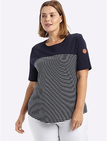 T-shirt à rayures sportives - taille standard - sheego