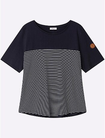 T-shirt à rayures sportives - taille standard - sheego