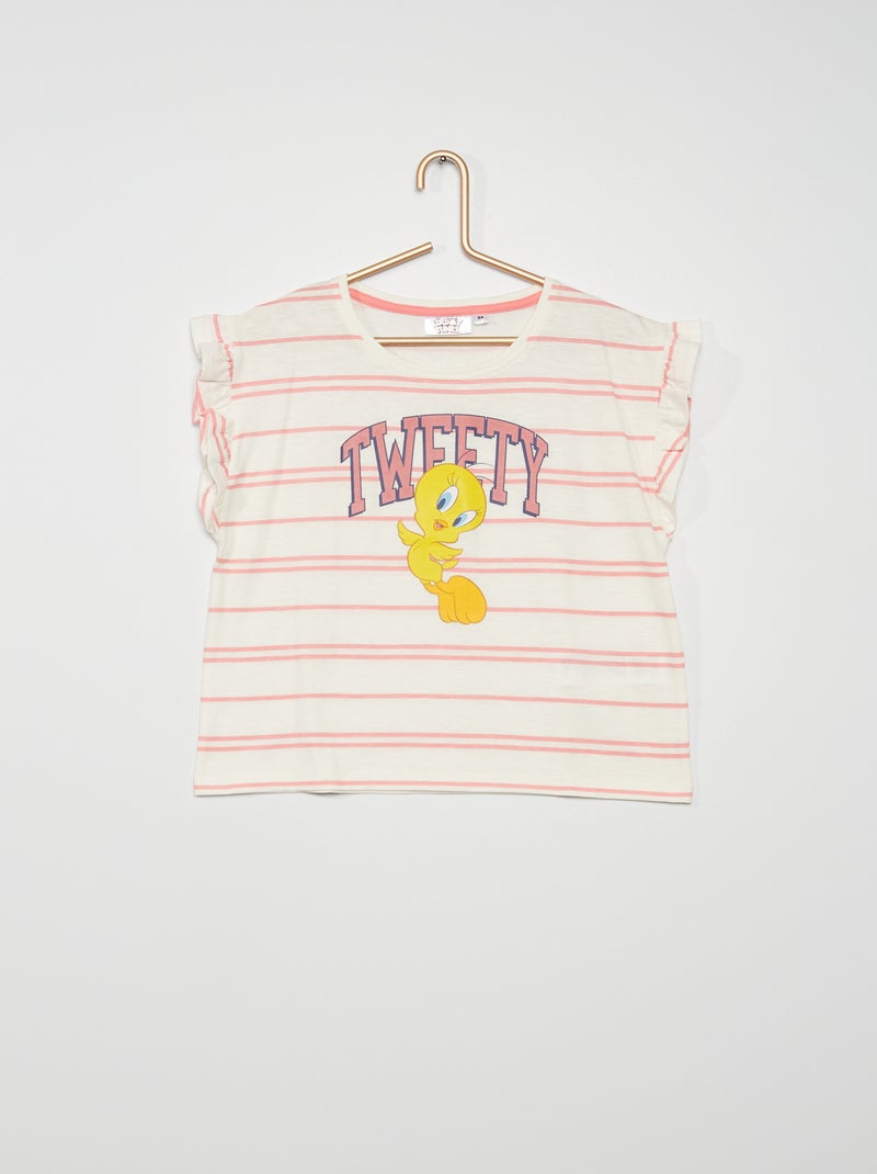 T-shirt à rayures 'Titi' rose - Kiabi