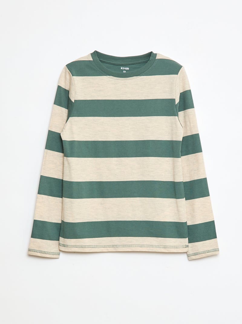 T-shirt à rayures Vert - Kiabi