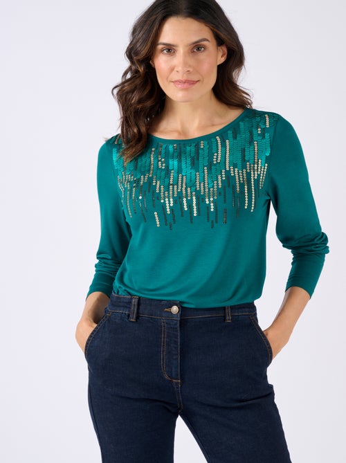 T-shirt à sequins - Damart - Kiabi
