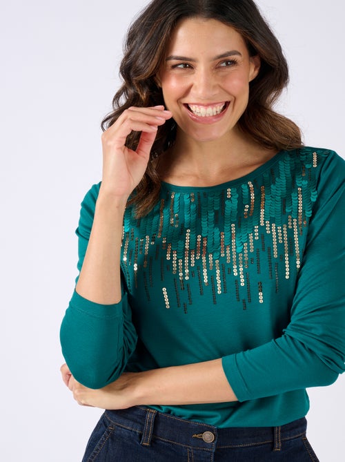 T-shirt à sequins - Damart - Kiabi