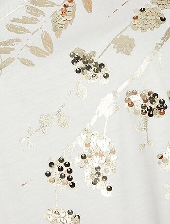 T-shirt à sequins motif végétal - Damart
