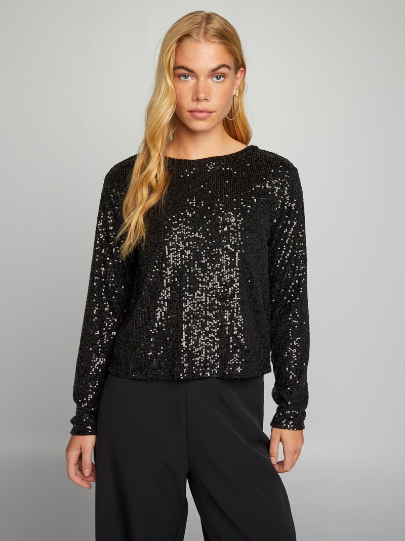 Robe Lipsy à Paillettes Noire Et Pêche - Taille 36, Top Séquence, Occasion Très Bon état