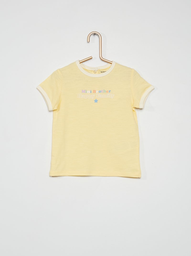 T-shirt à texte en jersey Jaune - Kiabi
