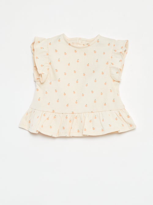 T-shirt à volants avec imprimé - Kiabi