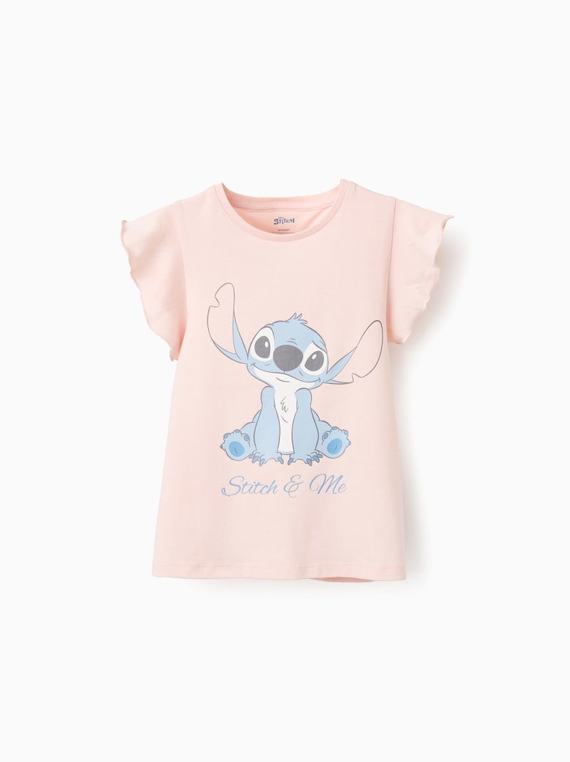T-shirt à Volants en Coton Lilo et Stitch Rose clair - Kiabi