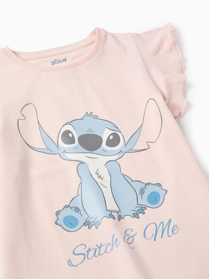 T-shirt à Volants en Coton Lilo et Stitch Rose clair - Kiabi