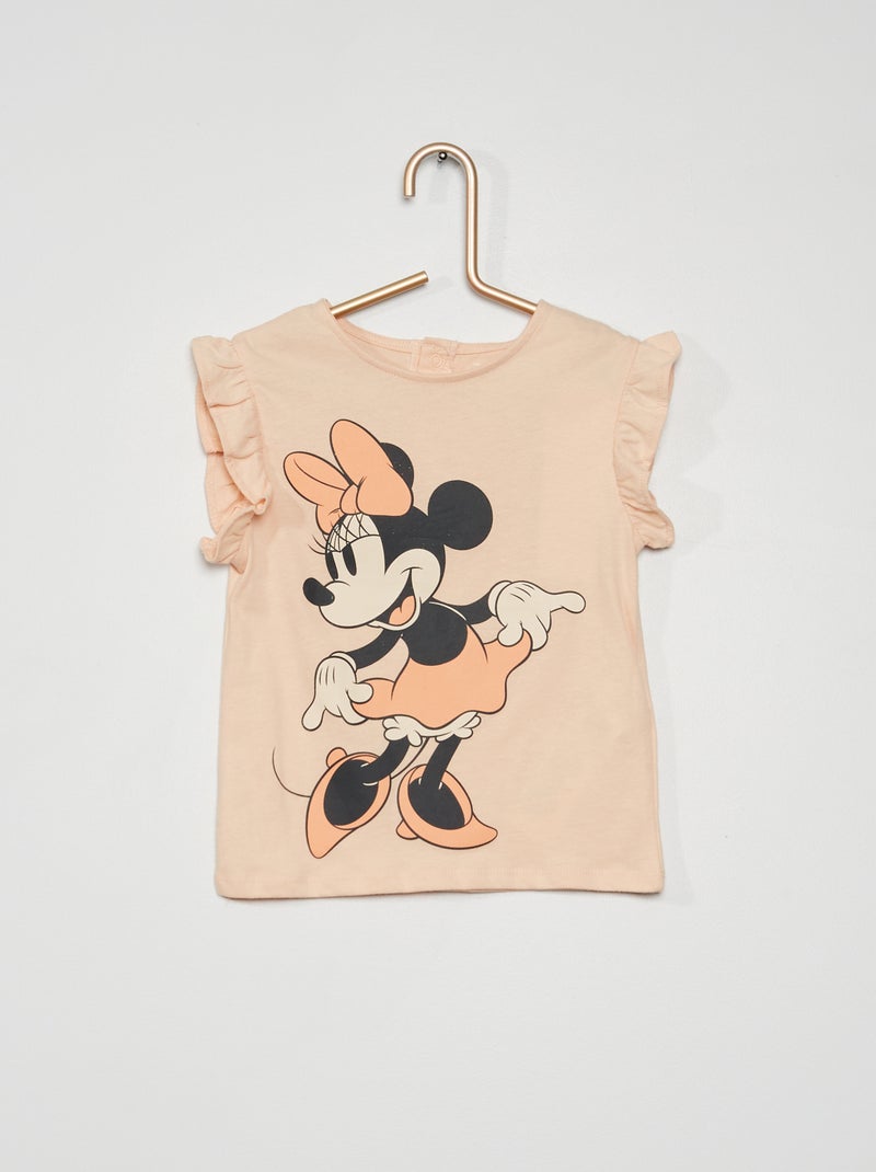 T-shirt à volants imprimé 'Minnie' rose - Kiabi