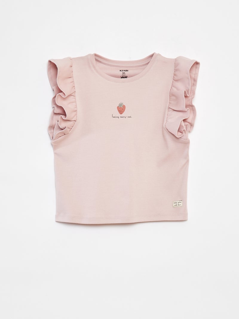 T-shirt à volants ROUGE - Kiabi