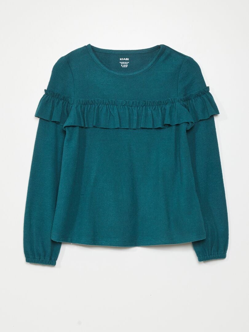 T-shirt Femme à Volants Et Col En V - Manches Courtes, Uni, Coton/lin - Taille S à 5XL - Haut Décontracté Tendance été - 4