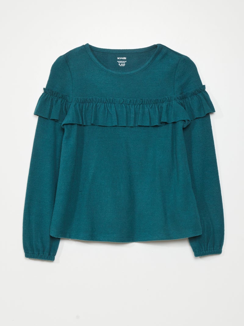 T-shirt à volants vert - Kiabi