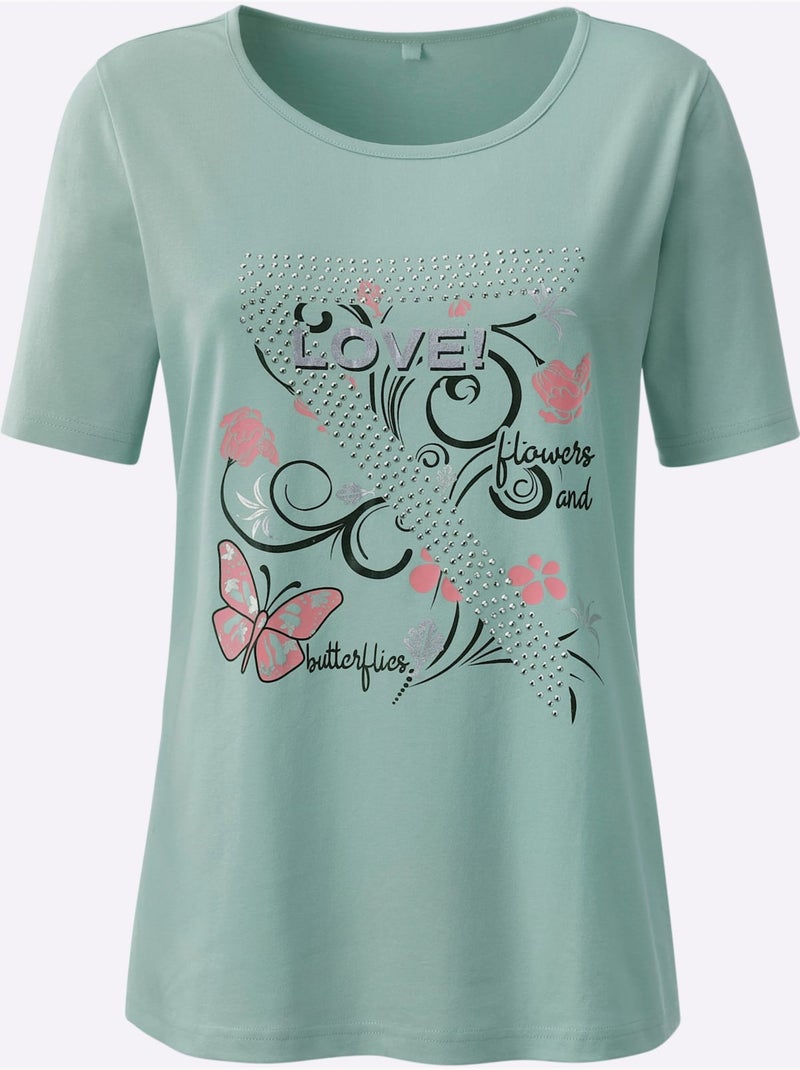 T-shirt Accents Brillants - Taille Standard - Moda Vilona Vert - Kiabi