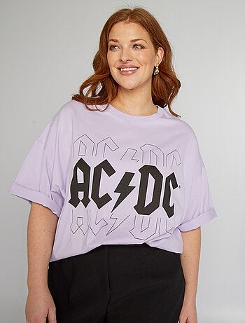 T shirt AC DC col rond Violet Kiabi 13.00