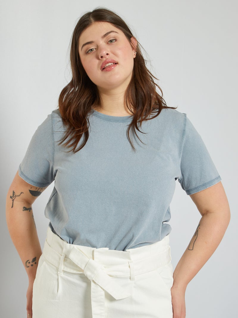 T-shirt acid wash bleu - Kiabi