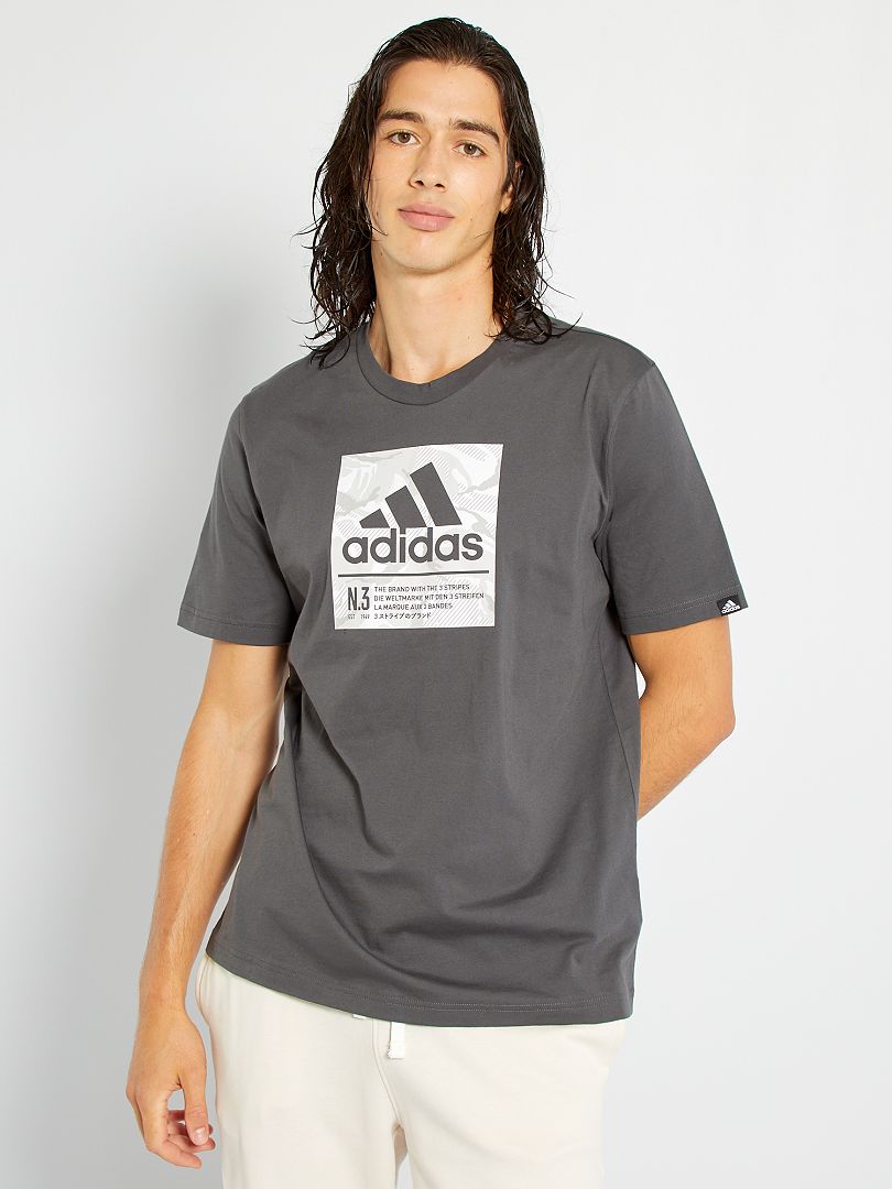 T-shirt 'adidas' logo camouflage gris foncé - Kiabi