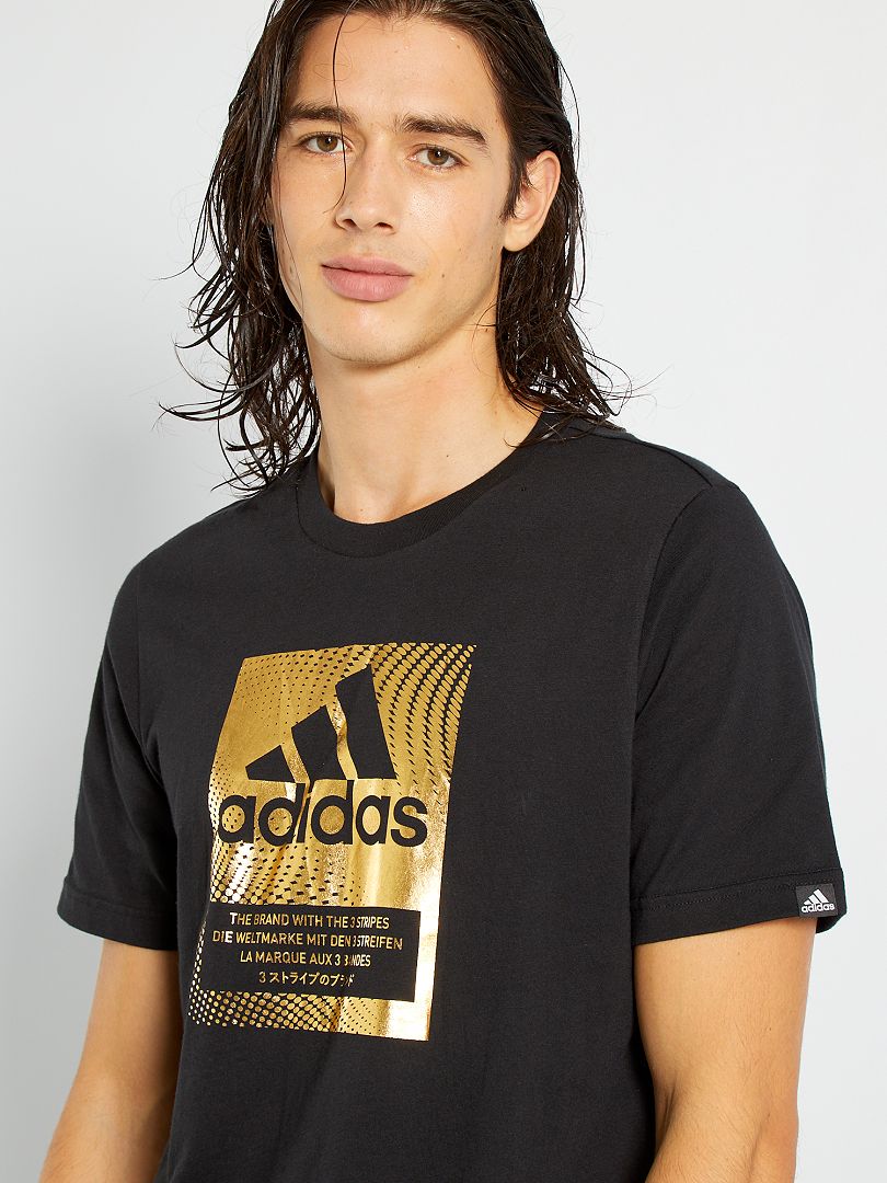 T-shirt 'adidas' logo doré noir - Kiabi