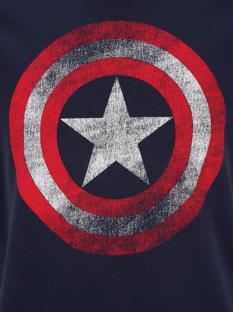 T-shirt adulte Captain America bouclier Marvel - 100% Coton - Bleu marine - L Bleu marine - Kiabi