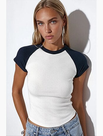 T-shirt ajusté à col rond et color-block busem