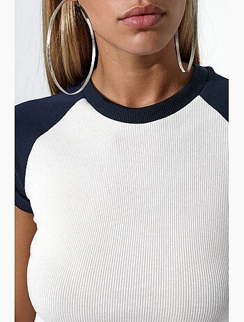 T-shirt ajusté à col rond et color-block busem