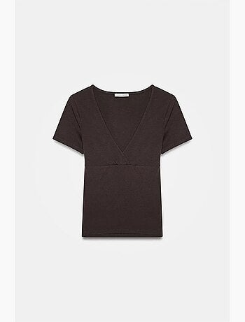 T-shirt ajusté à col v et manches courtes dilvin