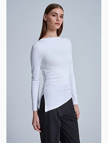 T-shirt ajusté col bateau manches longues dilvin