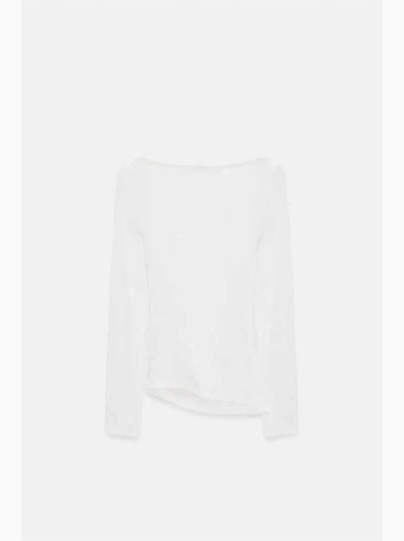T-shirt ajusté col bateau manches longues dilvin Blanc cassé - Kiabi