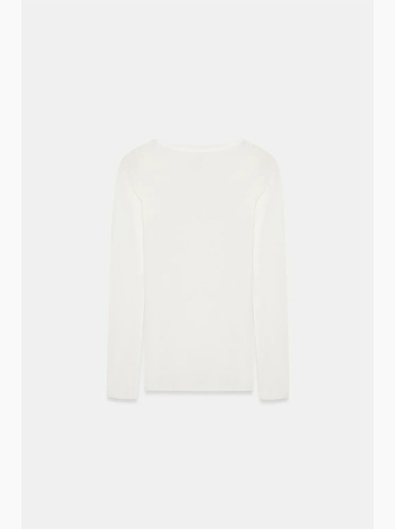 T-shirt ajusté col bateau manches longues dilvin Blanc cassé - Kiabi