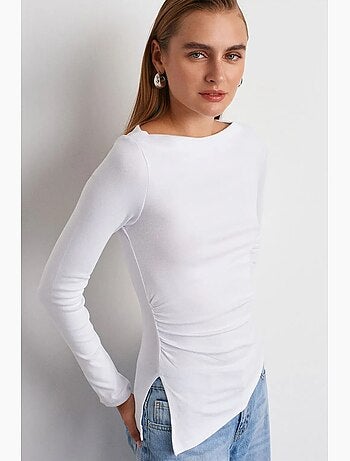 T-shirt ajusté col bateau manches longues dilvin