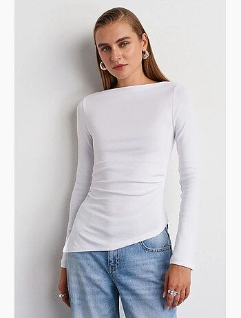 T-shirt ajusté col bateau manches longues dilvin