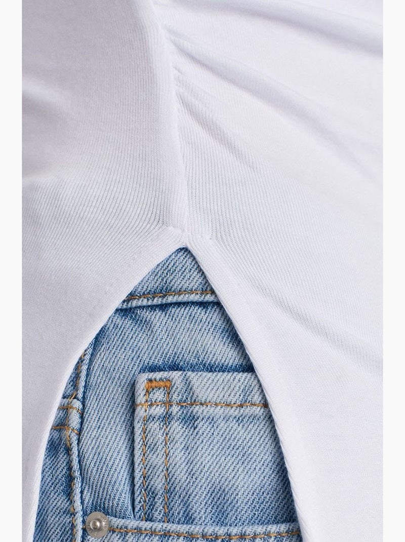 T-shirt ajusté col bateau manches longues dilvin Blanc - Kiabi