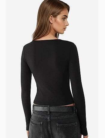 T-shirt ajusté col en v doux manches longues hiccup