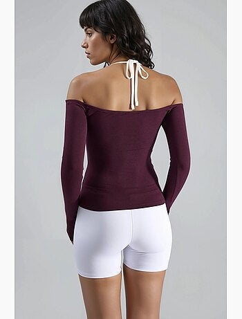 T-shirt ajusté col u bords contrastés manches longues busem