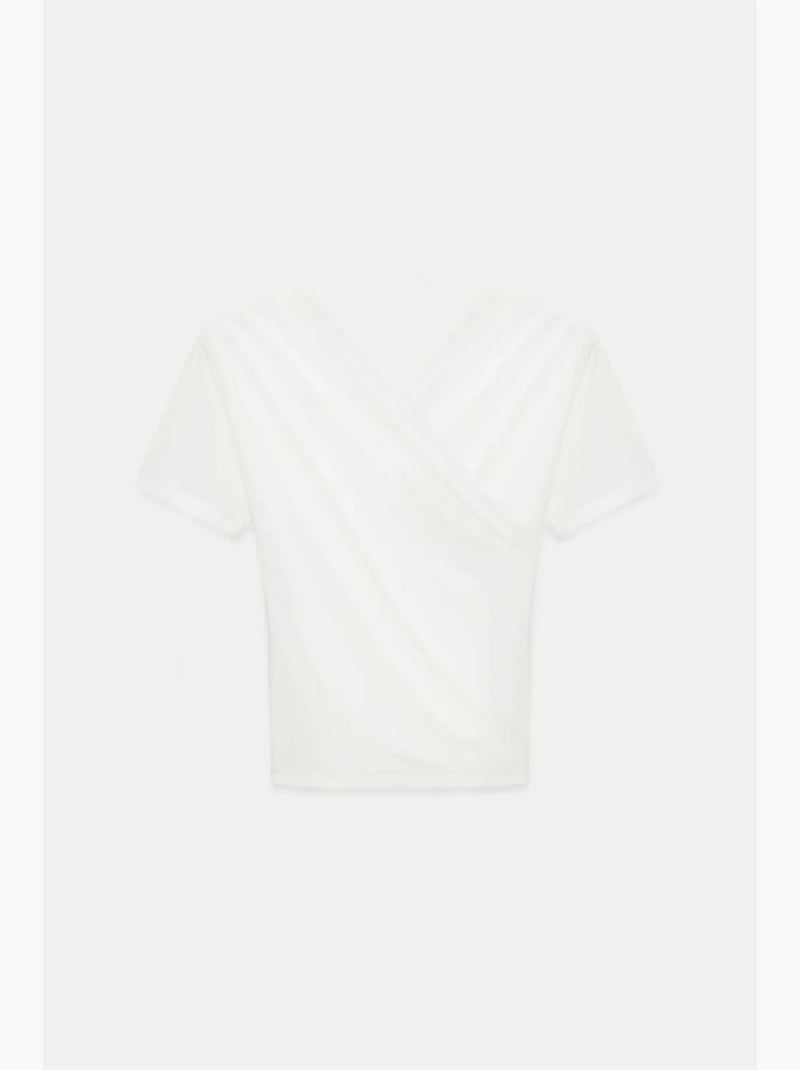 T-shirt ajusté col v jersey manches courtes dilvin Blanc - Kiabi