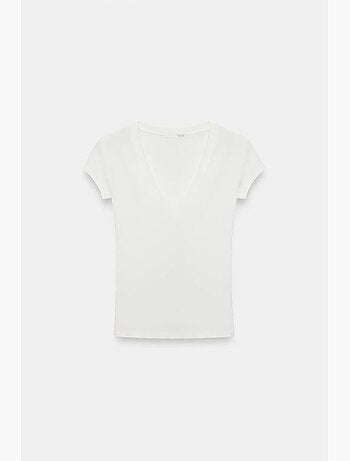 T-shirt ajusté col v jersey manches courtes dilvin