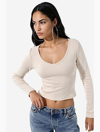 T-shirt ajusté col v manches longues busem