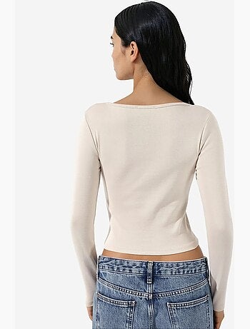 T-shirt ajusté col v manches longues busem