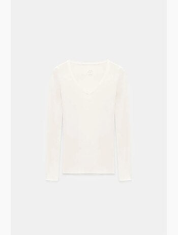 T-shirt ajusté col v manches longues dilvin