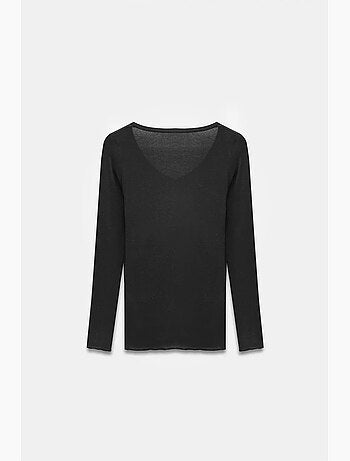 T-shirt ajusté col v manches longues dilvin